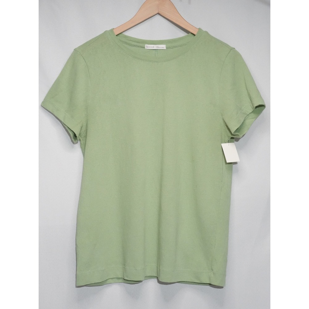 Becool T-Shirt Women Large Green Short Sleeve Crewneck Seam Back Rayon Blend
